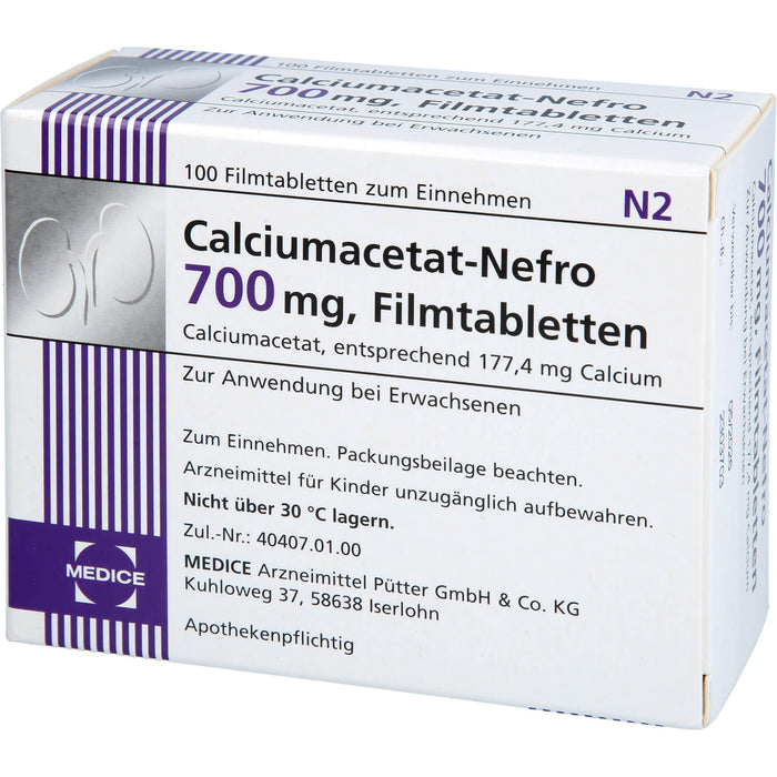 MEDICE Calciumacetat-Nefro 700 mg Filmtabletten, 100 pc Tablettes