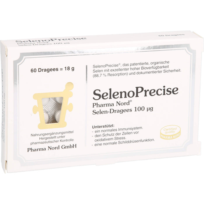 Pharma Nord SelenoPrecise 100ug Selen Dragees unterstützt ein normales Immunsystem, 60 pc Tablettes