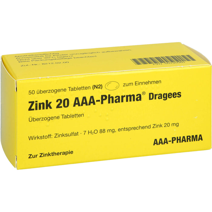 AAA-Pharma Zink 20 Dragees zur Zinktherapie, 50 pcs. Tablets
