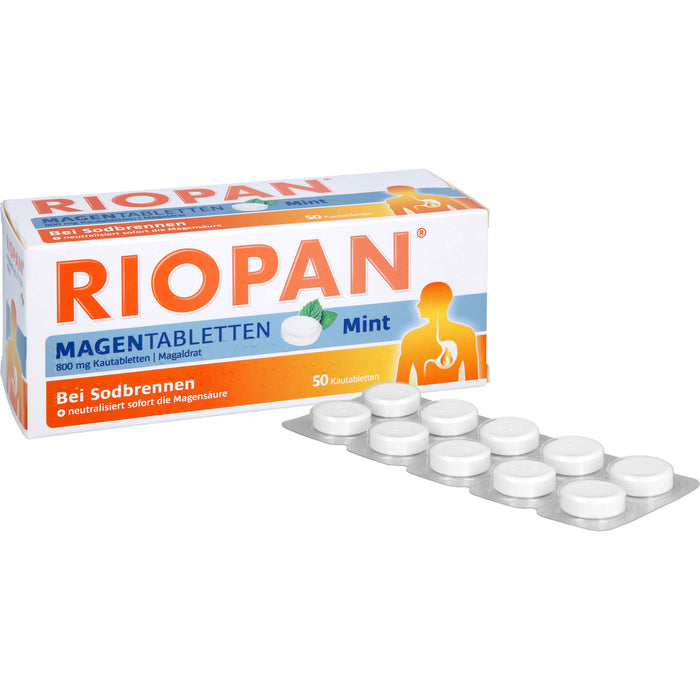RIOPAN Magentabletten bei Sodbrennen Kautabletten Mint, 50 St. Tabletten