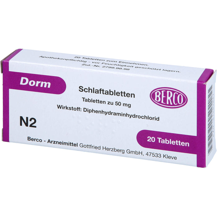 Dorm Schlaftabletten, 20 pc Tablettes