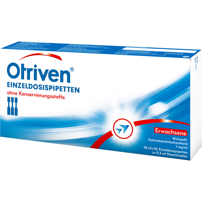 Otriven 0,1 % ohne Konservierungsstoffe Einzeldosispipetten für Erwachsene, 40 pcs. Single-dose pipettes