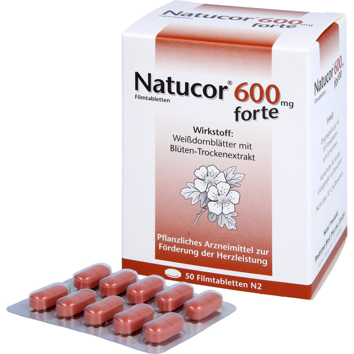 Natucor 600 mg forte Filmtabletten zur Förderung der Herzleistung, 50 St. Tabletten