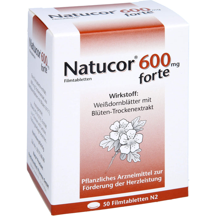 Natucor 600 mg forte Filmtabletten zur Förderung der Herzleistung, 50 St. Tabletten