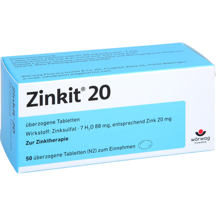 Zinkit 20 überzogene Tabletten zur Zinktherapie, 50 pc Tablettes