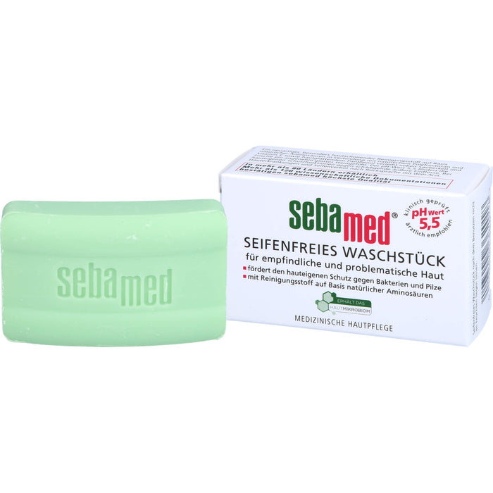 Sebamed seifenfreies Waschstück mit Vitamin E für empfindliche Haut für eine sanfte porentiefe Reinigung, 50 g body care