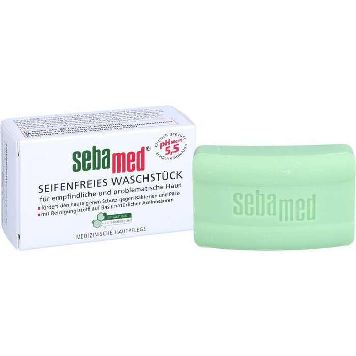 Sebamed seifenfreies Waschstück mit Vitamin E für empfindliche Haut für eine sanfte porentiefe Reinigung, 50 g soins du corps