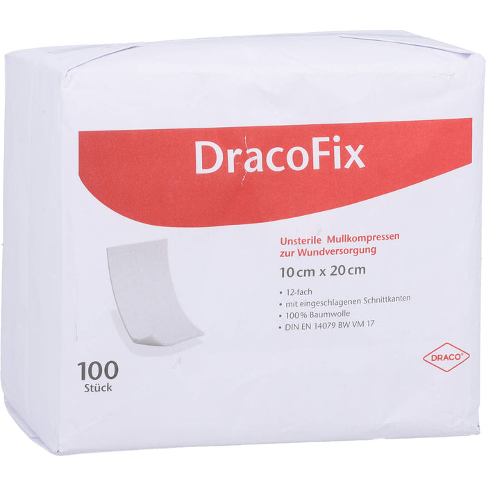 DracoFix unsterile Mullkompressen 10 x 20 cm 12fach, 100 pcs. Compresses