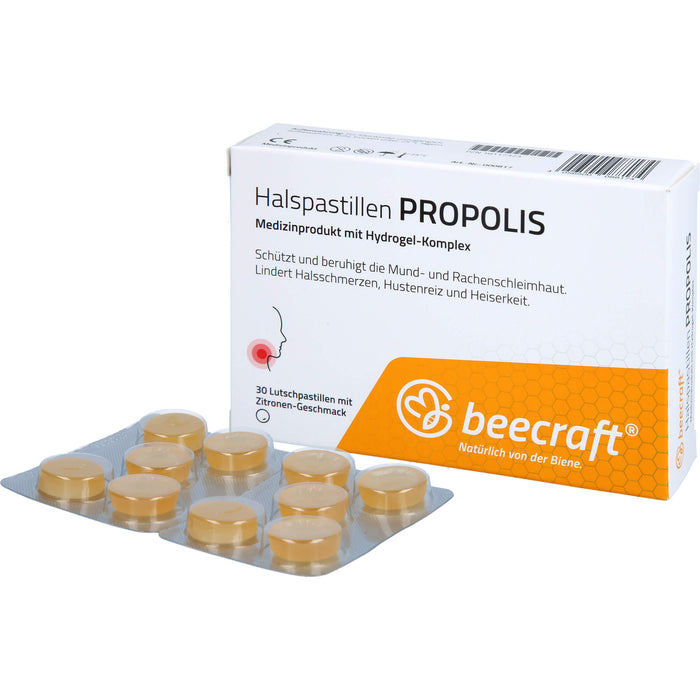 Beecraft Halspastillen Propolis schützt und beruhigt die Mund- und Rachenschleimhaut, 30 pc Pastilles