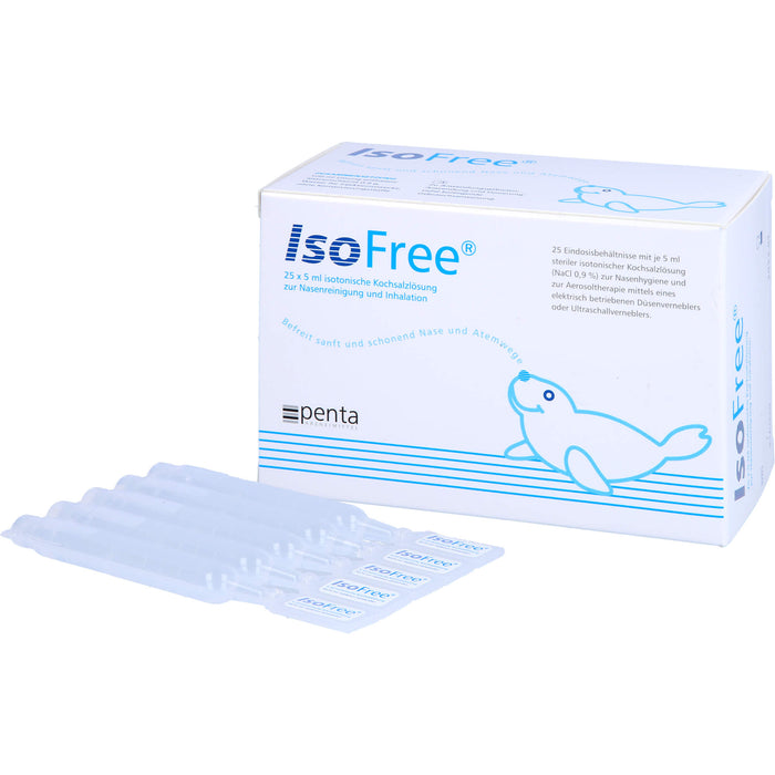 IsoFree sterile isotonische Kochsalzlösung zur Nasenreinigung und Inhalation, 25 pc Pipettes à dose unique