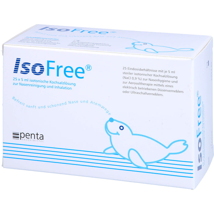 IsoFree sterile isotonische Kochsalzlösung zur Nasenreinigung und Inhalation, 25 pc Pipettes à dose unique