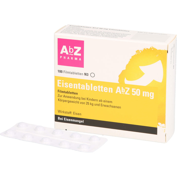 Eisentabletten AbZ 50 mg Filmtabletten, 100 pcs. Tablets