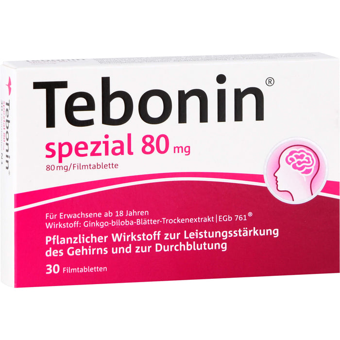 Tebonin spezial 80 mg Filmtabletten zur Leistungsstärkung des Gehirns und zur Durchblutung, 30 pcs. Tablets