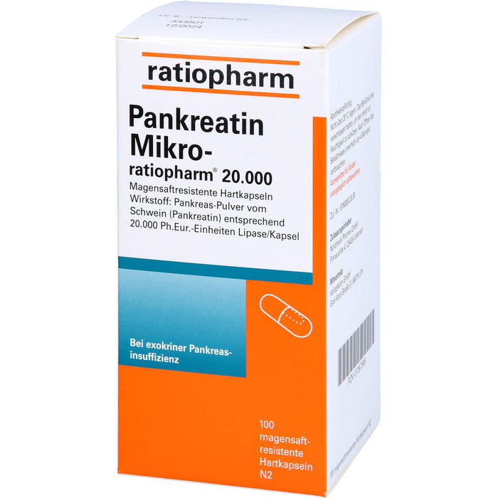 Pankreatin Mikro-ratiopharm 20 000 magensaftresistente Hartkapseln, 100 pcs. Capsules