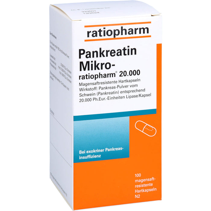 Pankreatin Mikro-ratiopharm 20 000 magensaftresistente Hartkapseln, 100 pcs. Capsules