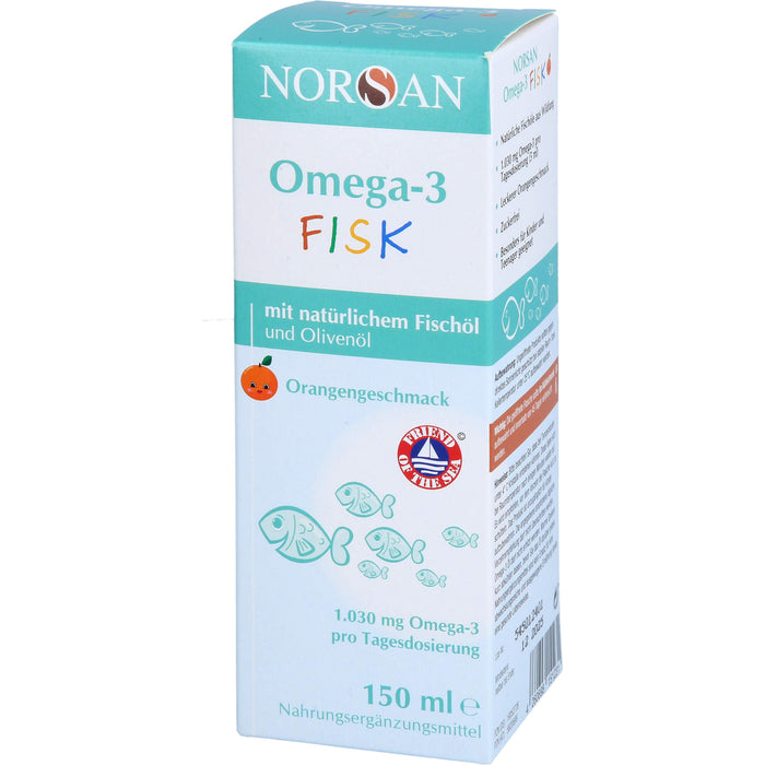 NORSAN Omega-3 FISK Öl - für Kinder mit Orangengeschmack, 150 ml Öl