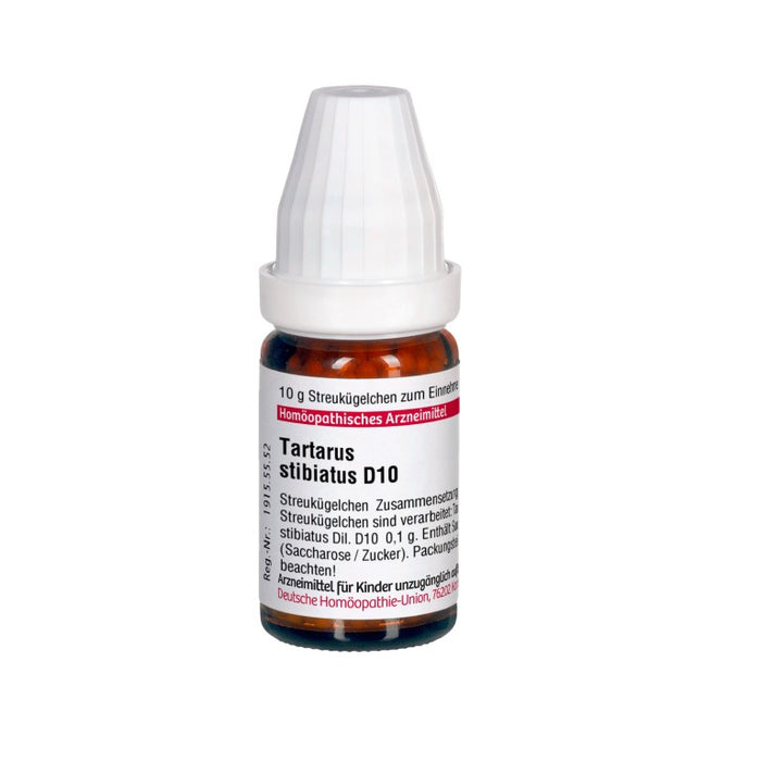 Tartarus stibiatus D10 DHU Globuli, 10 g Globules