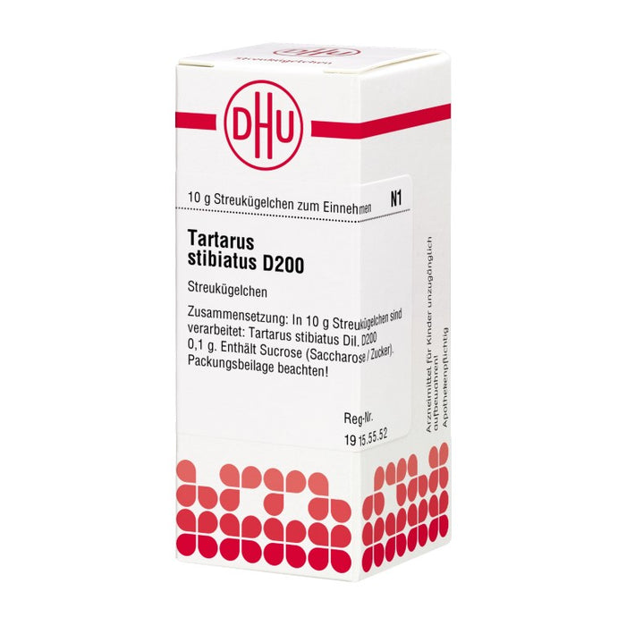 Tartarus stibiatus D200 DHU Globuli, 10 g Globules