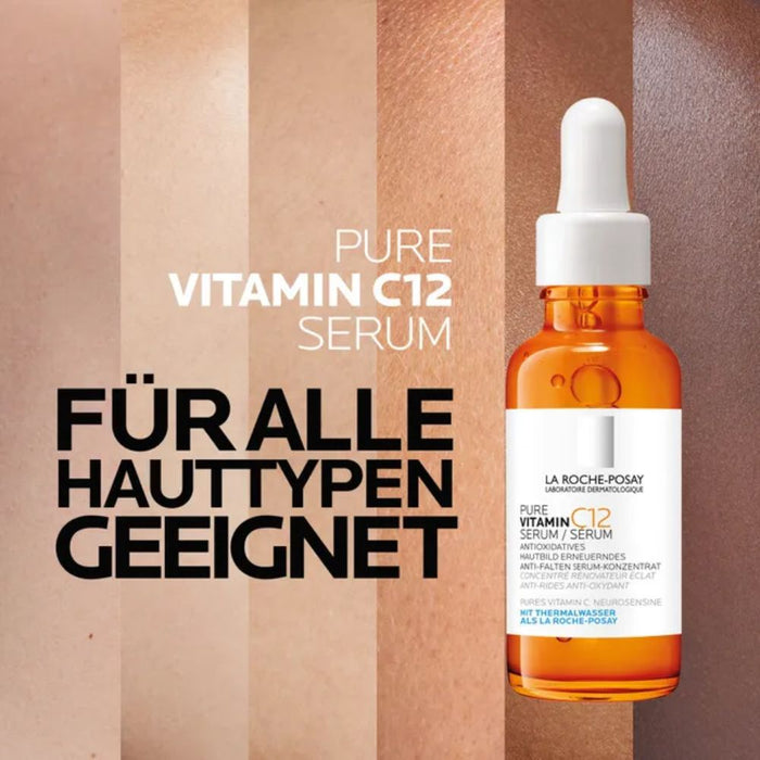 La Roche-Posay Pure Vitamin C12 Serum antioxidatives Hautbild erneuerndes  Anti-Falten Serum-Konzentrat, 30 ml Solution