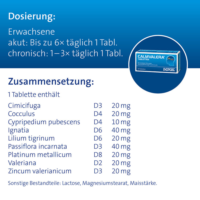 Calmvalera Tabletten bei nervösen Störungen wie Schlafstörungen und Unruhe, 100 pcs. Tablets