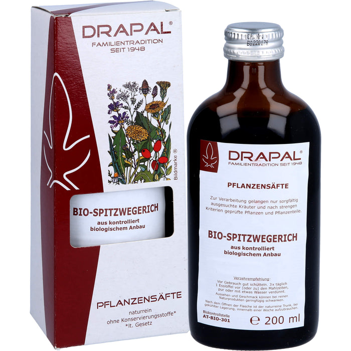 Spitzwegerichblätter Bio Pflanzensaft Drapal, 200 ml SAF
