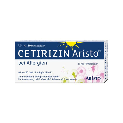 Cetirizin Aristo 10 mg Filmtabletten bei Allergien, 20 St. Tabletten
