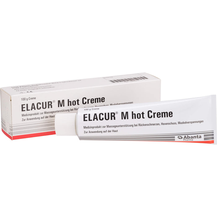 Elacur M Hot Creme zur Massageunterstützung bei Rückenschmerzen, Hexenschuss und Muskelverspannungen, 100 g Cream