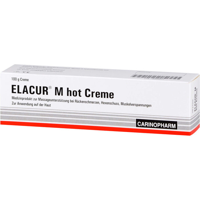 Elacur M Hot Creme zur Massageunterstützung bei Rückenschmerzen, Hexenschuss und Muskelverspannungen, 100 g Cream
