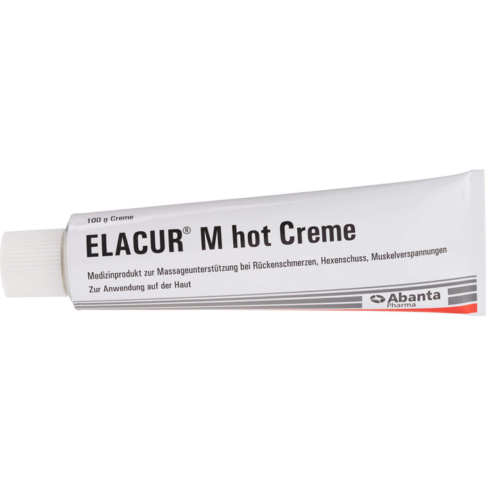 Elacur M Hot Creme zur Massageunterstützung bei Rückenschmerzen, Hexenschuss und Muskelverspannungen, 100 g Cream