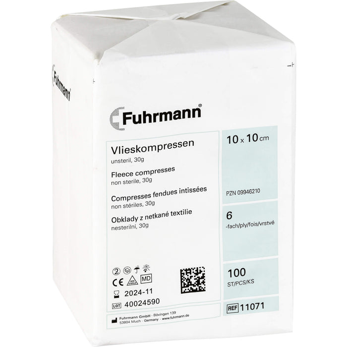Fuhrmann Vlieskompressen 10 x 10 cm 6-lagig unsteril, 100 pcs. Compresses