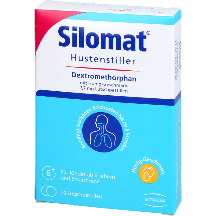 Silomat Hustenstiller Lutschpastillen mit Dextromethorphan gegen Reizhusten mit Honiggeschmack, 20 pcs. Pastilles