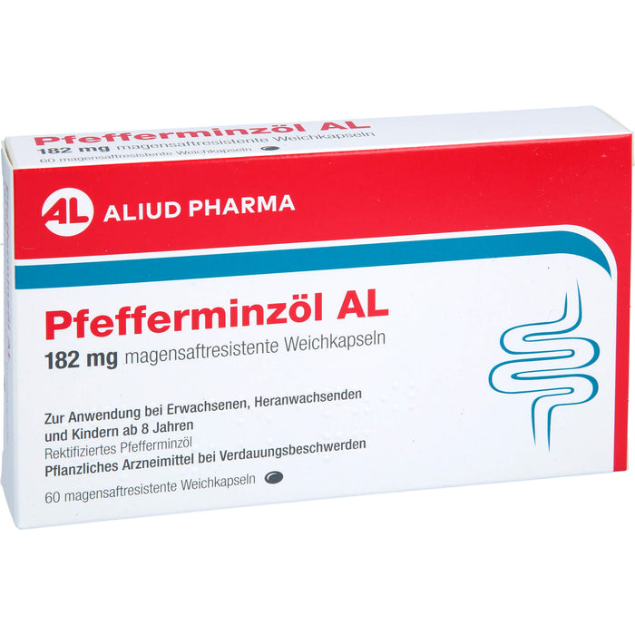 ALIUD PHARMA Pfefferminzöl 182 mg Weichkapseln zur Linderung von krampfartigen Beschwerden des Verdauungstraktes, 60 pc Capsules