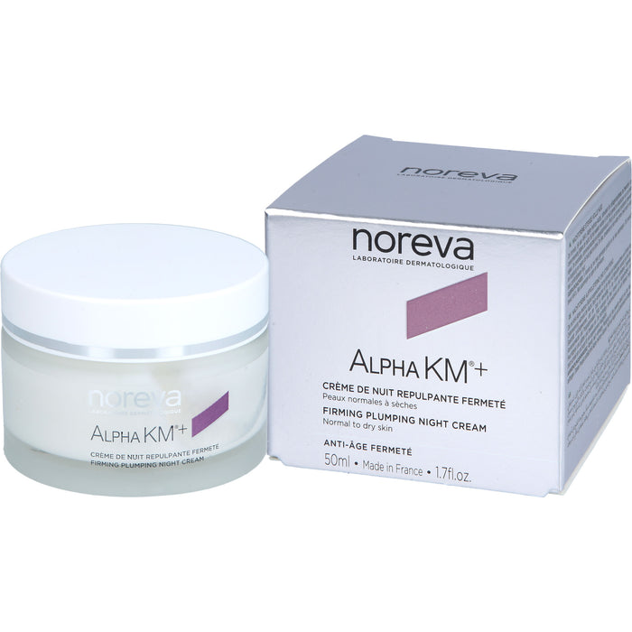 Noreva AlphaKM+ aufpolsternde Nachtcreme Anti-Aging und Ultra-Hydratation für normale bis trockene Haut, 50 ml Cream