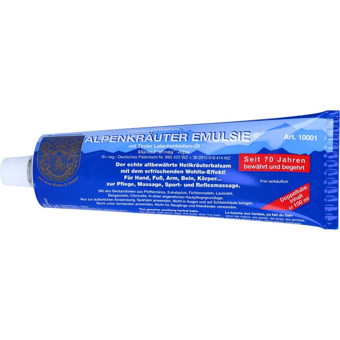 Alpenkräuter Emulsie Heilkräuterbalsam zur Pflege, Massage, Sport und Reflexmassage, 100 ml Balsam