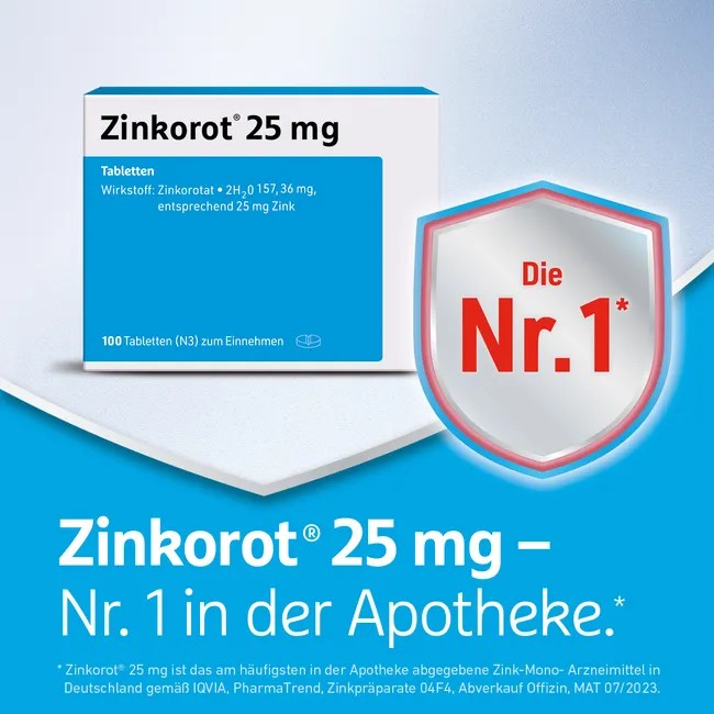 Zinkorot 25 mg Tabletten zur Zinktherapie, 50 St. Tabletten