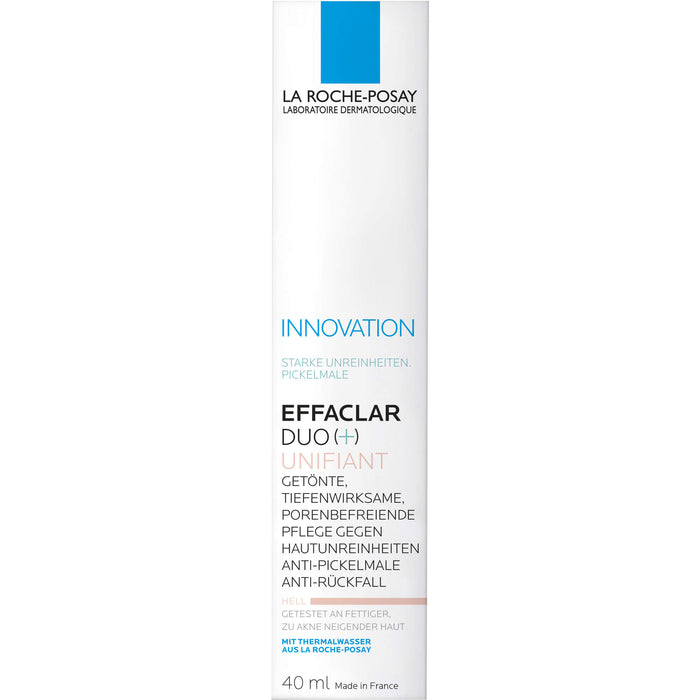 La Roche-Posay Effaclar Duo+M Unifiant getönte, dreifach tiefenwirksame Pflege gegen Unreinheiten Hell, 40 ml Creme