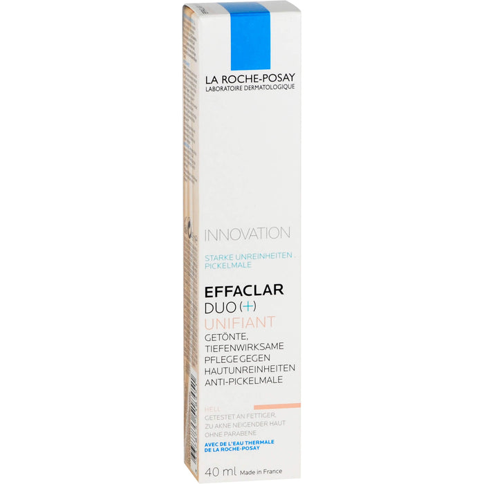 La Roche-Posay Effaclar Duo+M Unifiant getönte, dreifach tiefenwirksame Pflege gegen Unreinheiten Hell, 40 ml Crème