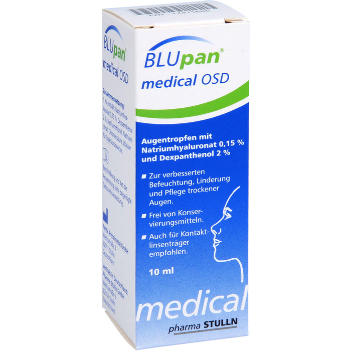 BLUpan medical OSD Augentropfen zur Befeuchtung, Linderung und Pflege trockener Augen, 10 ml Lösung