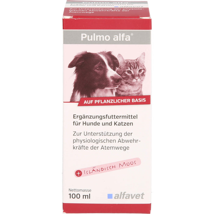 Pulmo alfa Lösung zur Unterstützung der physiologischen Abwehrkräfte der Atemwege für Hunde und Katzen, 100 ml Lösung