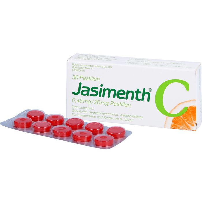 Jasimenth C Lutschpastillen lokales Antiseptikum für leichte und mittelschwere Erkrankungen des Mund- und Rachenraumes, 30 pcs. Pastilles