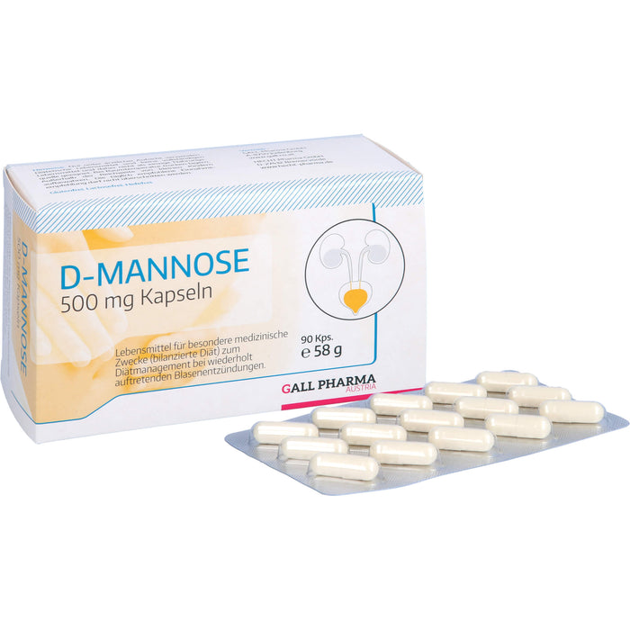 D-Mannose 500 mg GPH Kapseln zur diätetischen Behandlung von wiederholt auftretenden Blasenentzündungen, 90 pc Capsules