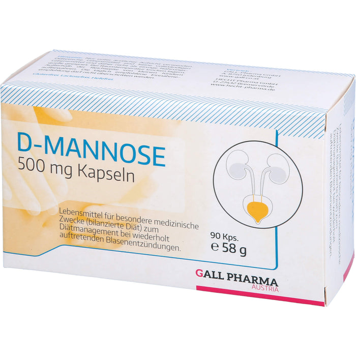 D-Mannose 500 mg GPH Kapseln zur diätetischen Behandlung von wiederholt auftretenden Blasenentzündungen, 90 pc Capsules