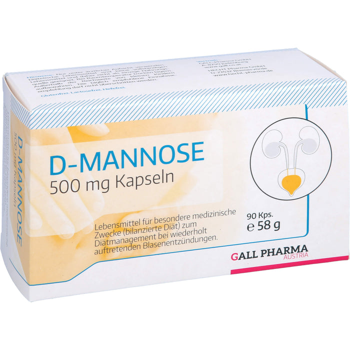 D-Mannose 500 mg GPH Kapseln zur diätetischen Behandlung von wiederholt auftretenden Blasenentzündungen, 90 pc Capsules