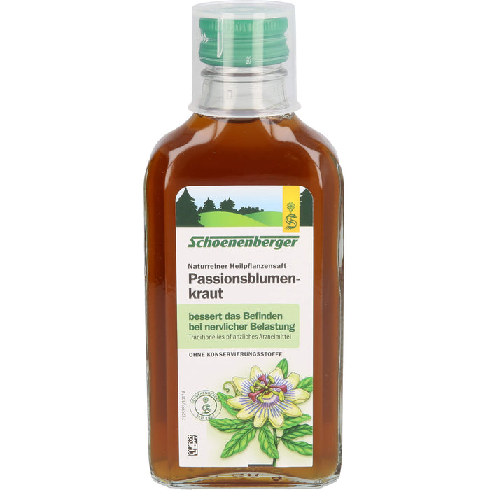Schoenenberger naturreiner Heilpflanzensaft Passionsblumenkraut bessert das Befinden nach nervlicher Belastung, 200 ml Solution