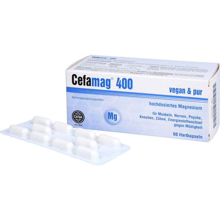 Cefamag 400 Kapseln für Muskeln, Nerven, Psyche, Knochen, Zähne und Energiestoffwechsel gegen Müdigkeit, 60 pcs. Capsules
