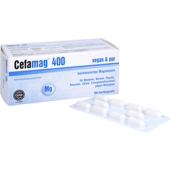 Cefamag 400 Kapseln für Muskeln, Nerven, Psyche, Knochen, Zähne und Energiestoffwechsel gegen Müdigkeit, 60 pcs. Capsules
