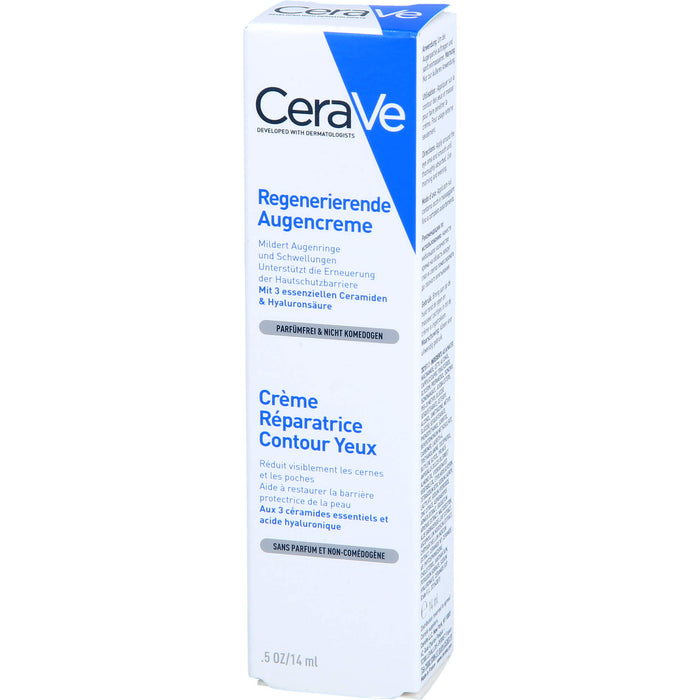 CeraVe regenerierende, feuchtigkeitsspendende Augencreme mit 3 essenziellen Ceramiden und Hyaluronsäure, 14 ml Cream