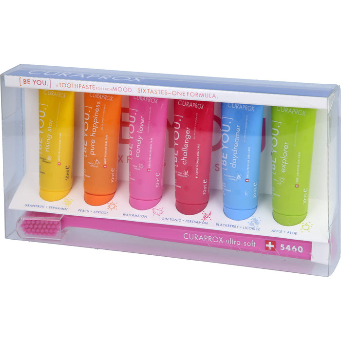 Curaprox Be You MIX Set 6 Zahnpasten 1 Zahnbürste, 6X10 ml