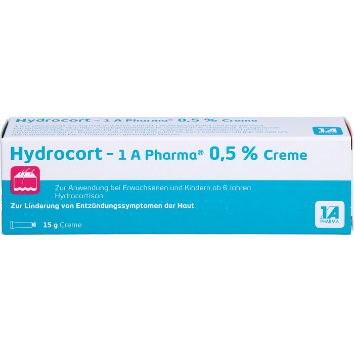 1A Pharma Hydrocort 0,5% Creme zur Linderung von mäßig ausgeprägten entzündlichen Hauterkrankungen, 15 g Creme