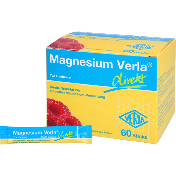 Magnesium Verla  direkt Himbeere, Direkt-Granulat, 60 pcs. Sachets